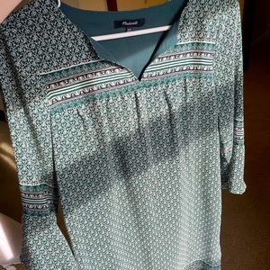 made well green patterned shift dress